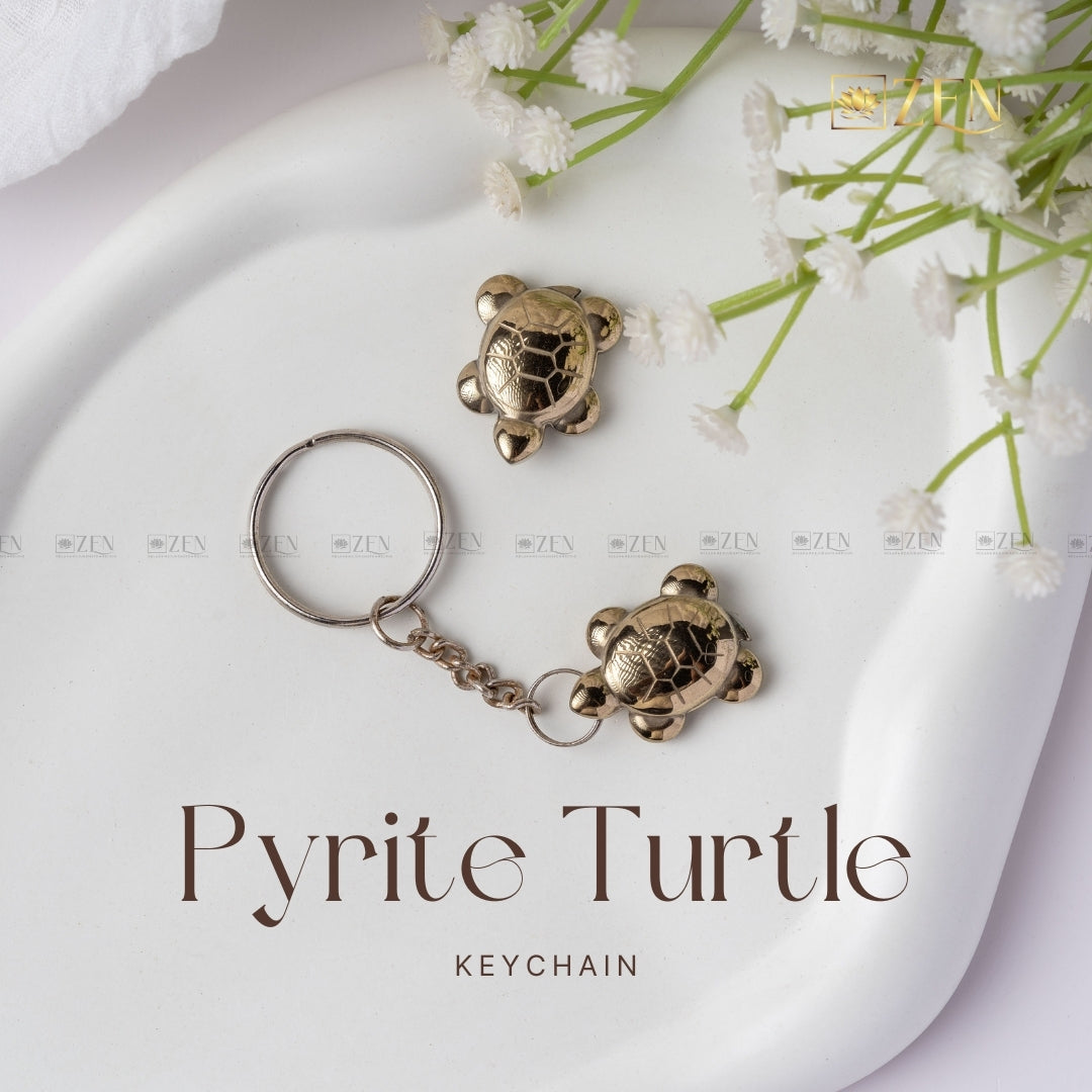 Porte-clés tortue en pyrite