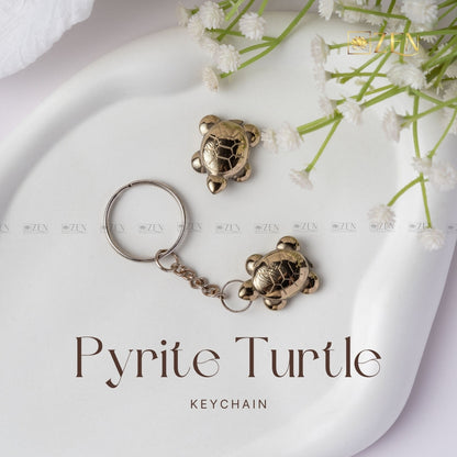 Porte-clés tortue en pyrite