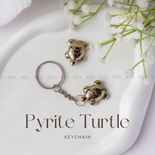 Porte-clés tortue en pyrite