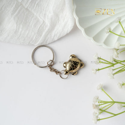 Porte-clés tortue en pyrite