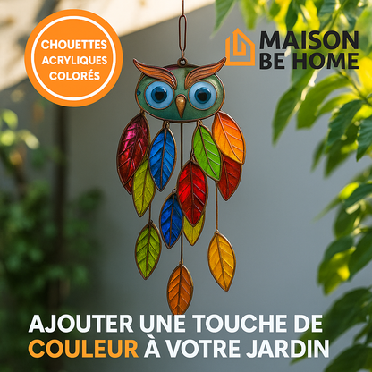 Chouette suspendu Acrylique Colorée – Déco Maison & Jardin