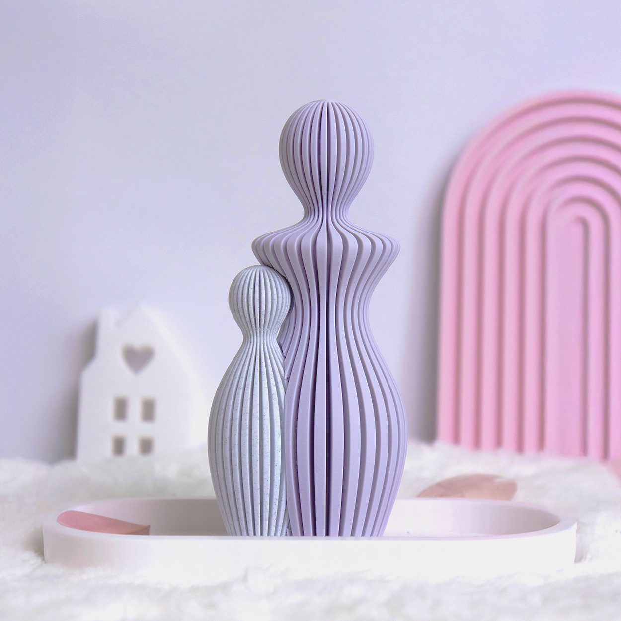 Statue Famille Complète – Couple avec 1, 2 ou 3 Enfants – Sculpture Minimaliste Personnalisable