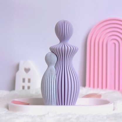 Statue Famille Complète – Couple avec 1, 2 ou 3 Enfants – Sculpture Minimaliste Personnalisable