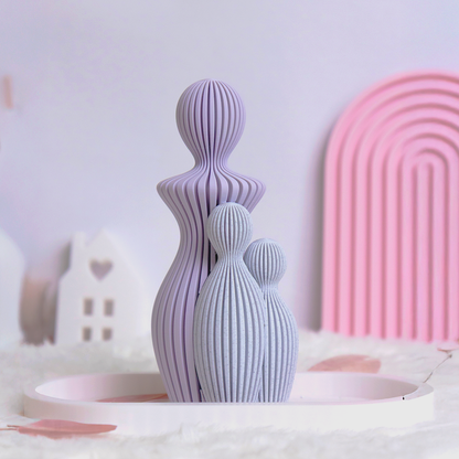 Statue Famille Complète – Couple avec 1, 2 ou 3 Enfants – Sculpture Minimaliste Personnalisable