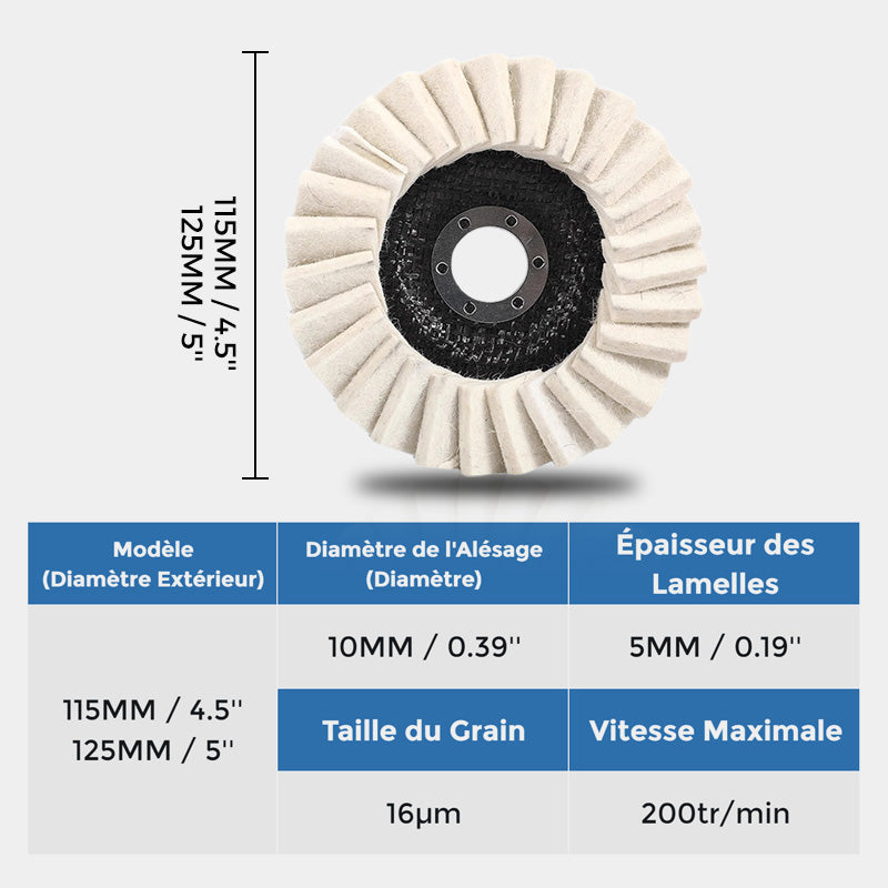 Disque de Polissage à Lamelles en Feutre de Laine