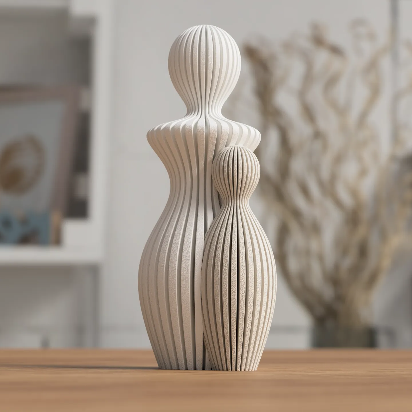 Statue Famille Complète – Couple avec 1, 2 ou 3 Enfants – Sculpture Minimaliste Personnalisable