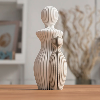 Statue Famille Complète – Couple avec 1, 2 ou 3 Enfants – Sculpture Minimaliste Personnalisable